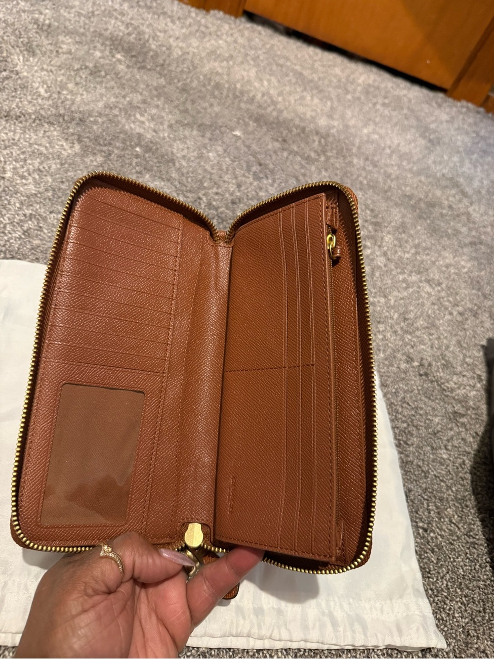 Coach Brown Leather Zip Wallet with Gold Hardware - Picture 3 of 3